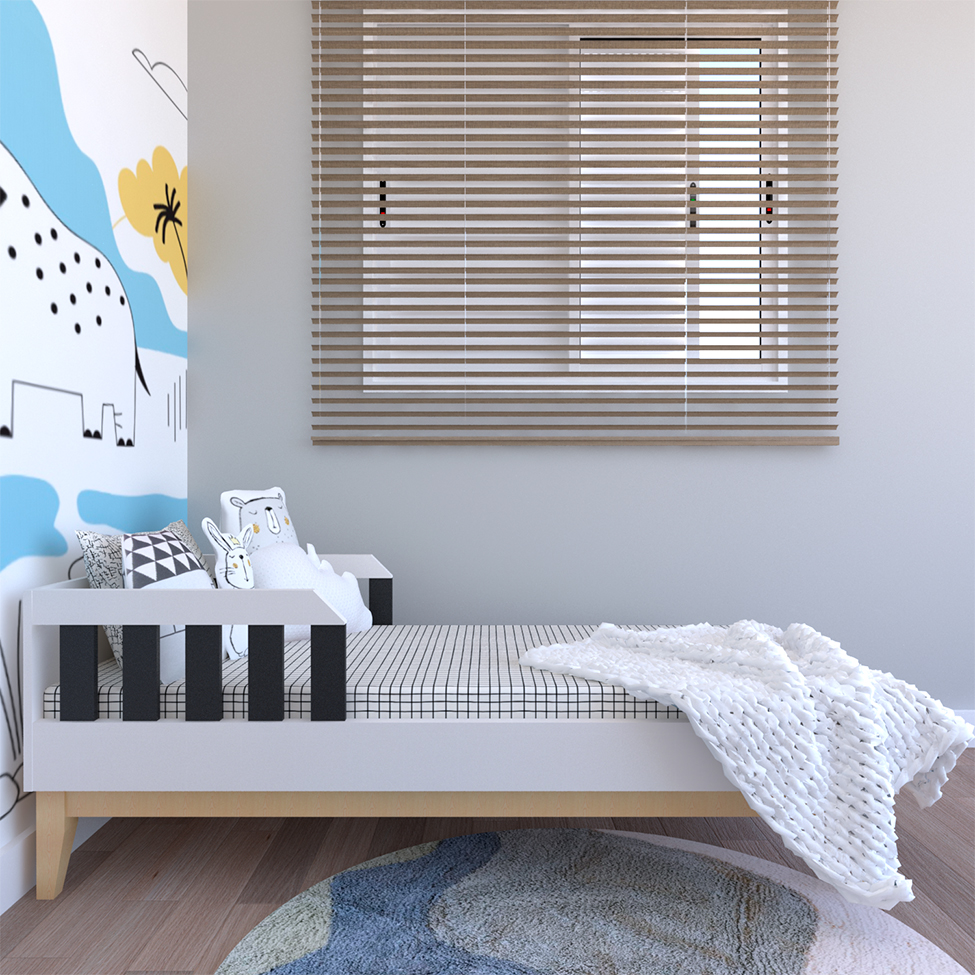 Cama Infantil Milou Branca e Preta