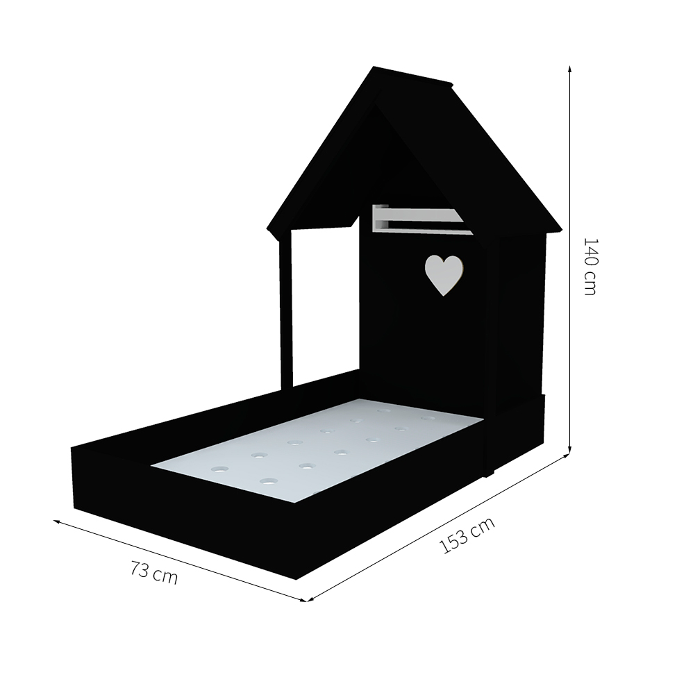 Cama Infantil Montessoriana Casinha Helena Preta