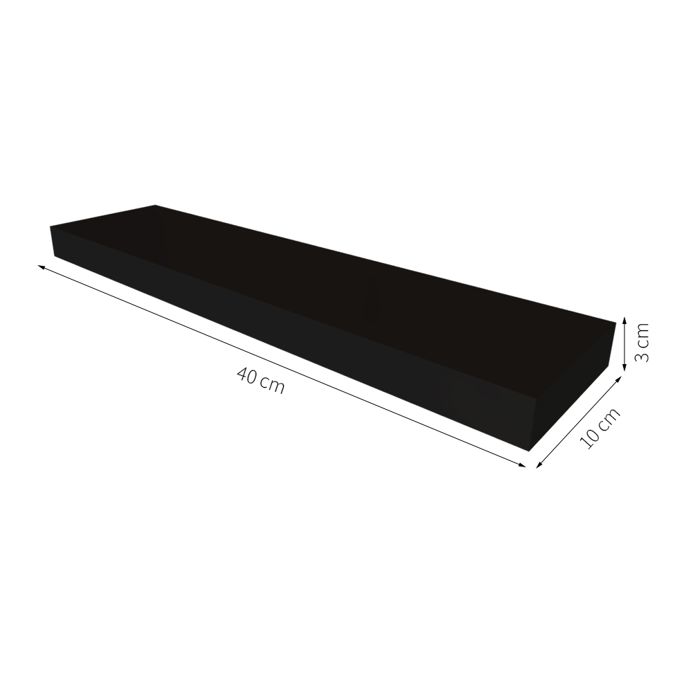 Conjunto com 2 Prateleiras Corp Preto 40 cm