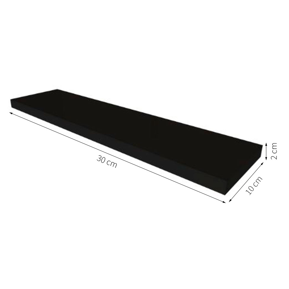 Conjunto com 3 Prateleiras Deven Preto 30 cm