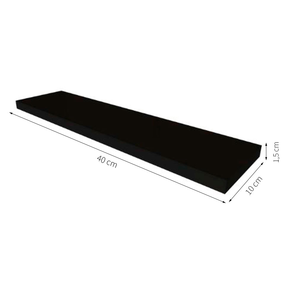 Conjunto com 3 Prateleiras Deven Preto 40 cm