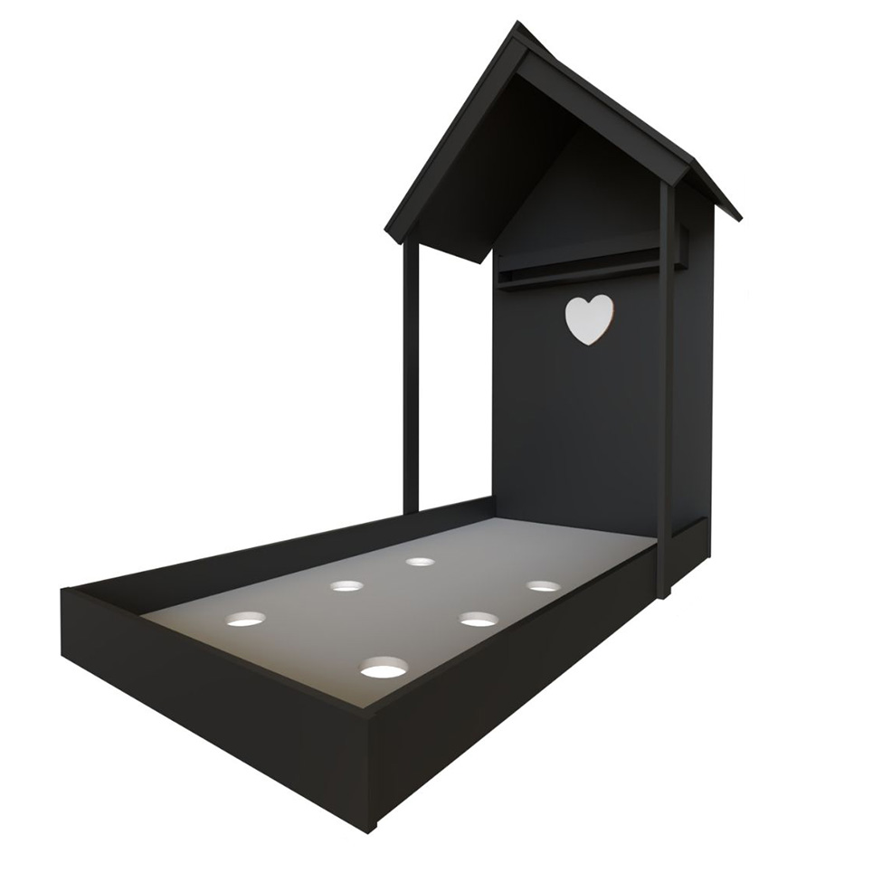 Conjunto de Cama Infantil com Nicho, Prateleira e Revisteiro Zoe Preto