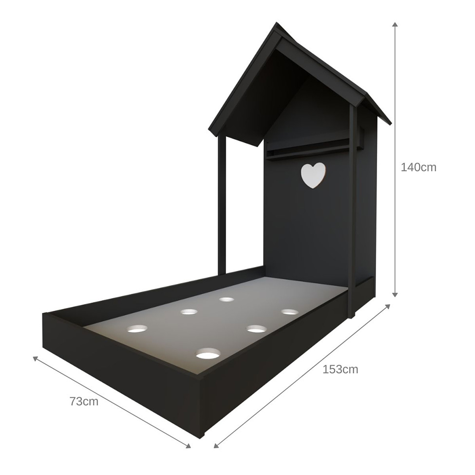 Conjunto de Cama Infantil com Nicho, Prateleira e Revisteiro Zoe Preto