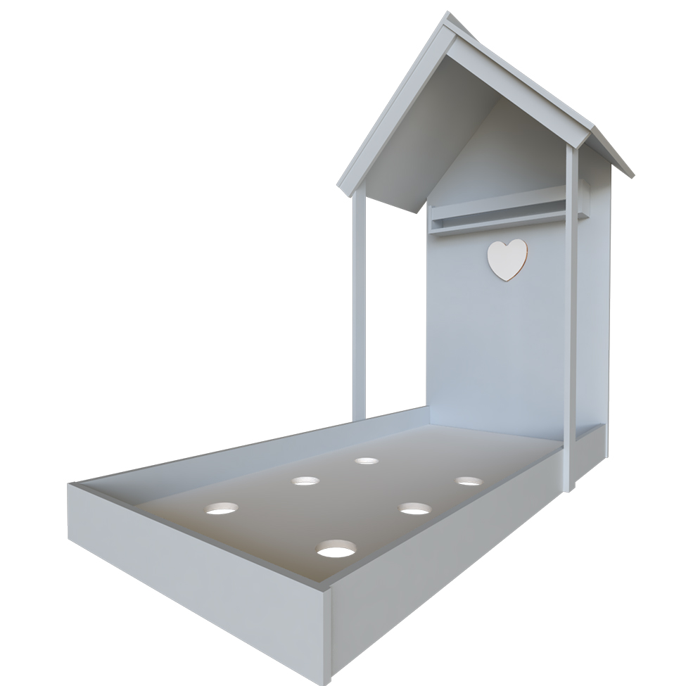Conjunto de Cama com Escrivaninha KitCubos Cinza Cristal