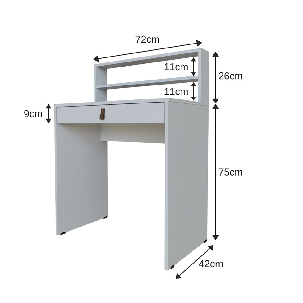 Conjunto de Cama com Escrivaninha KitCubos Cinza Cristal
