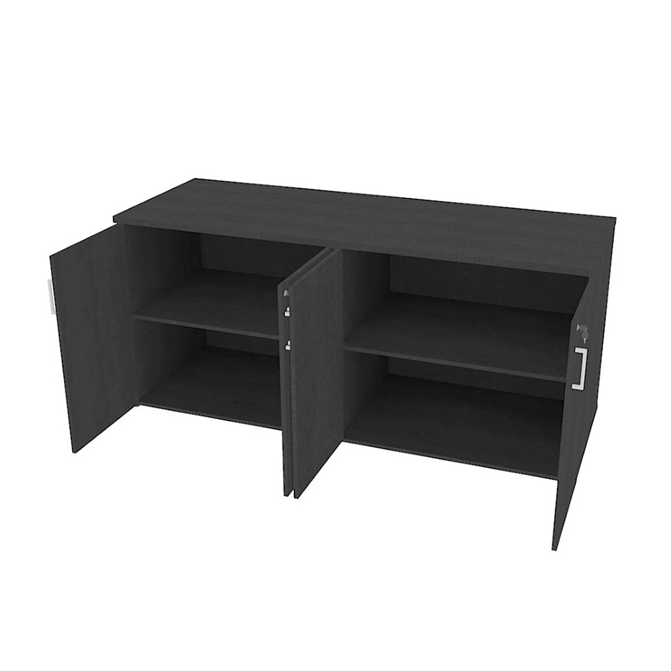 Conjunto de Escrivaninha com Armário de Escritório Tonal 4 PT Preto
