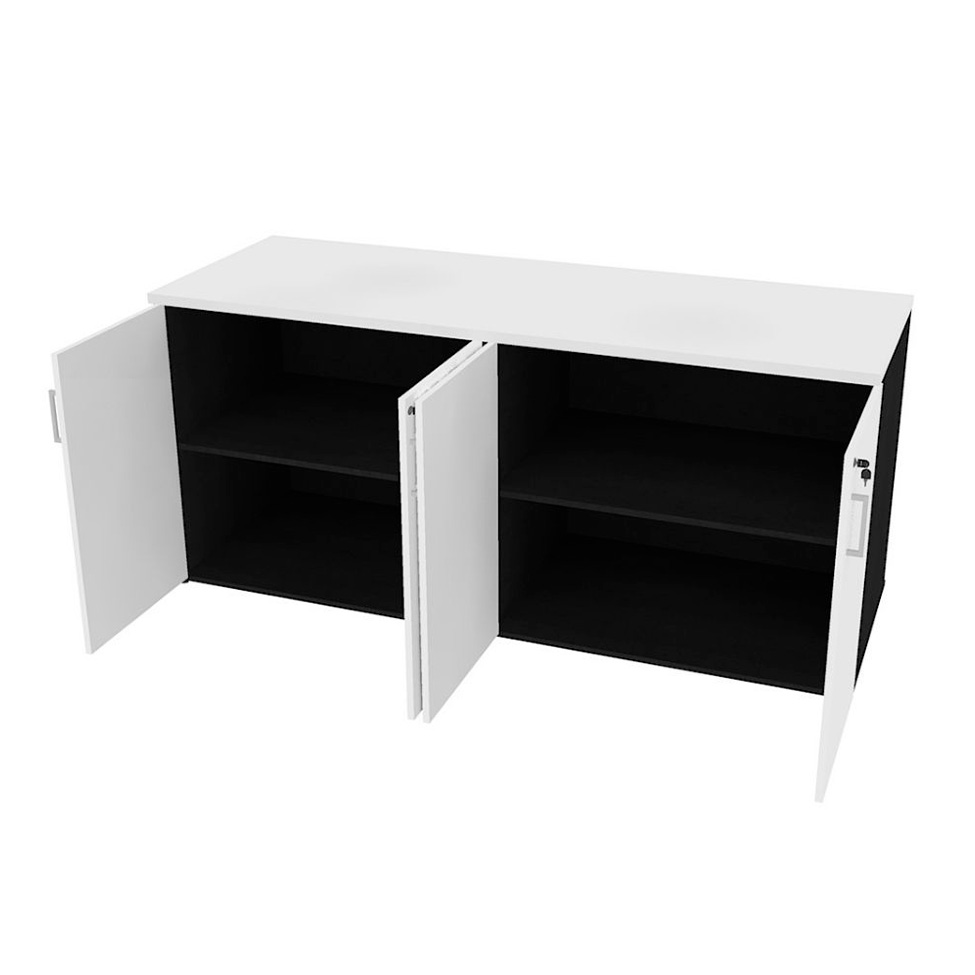 Conjunto de Escrivaninha com Armário de Escritório Tonal 4 PT Preto e Branco