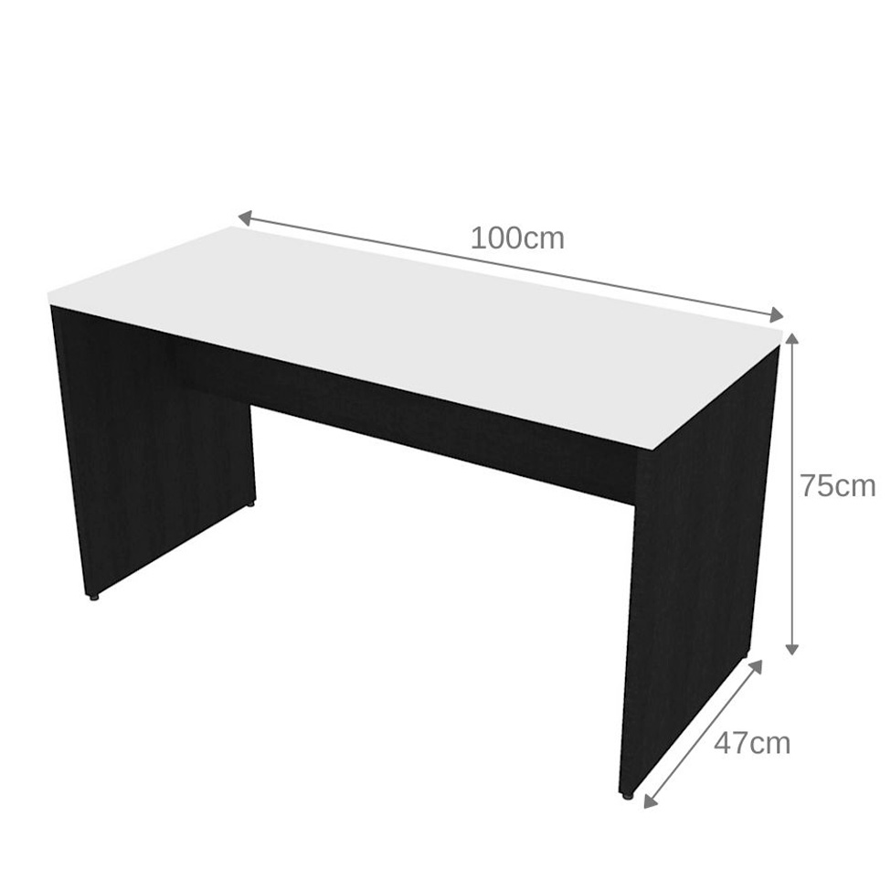 Conjunto de Escrivaninha com Armário de Escritório Tonal 4 PT Preto e Branco