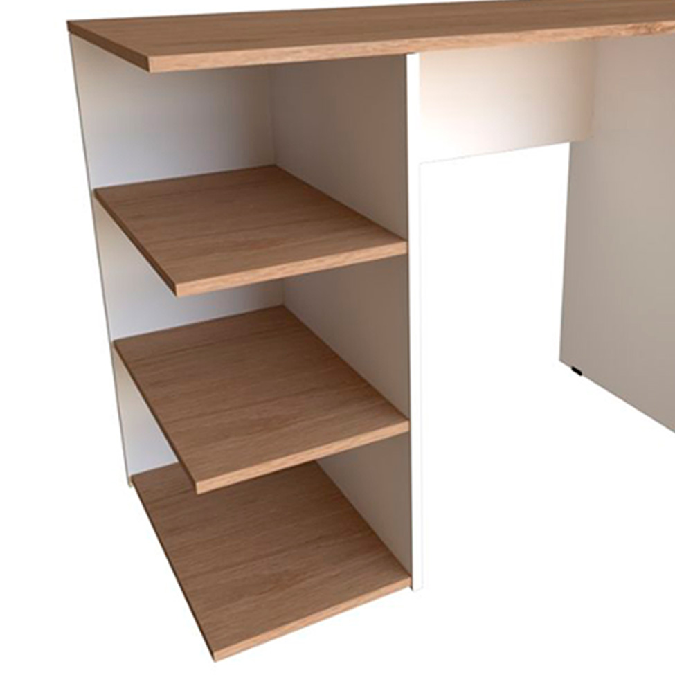 Conjunto de Mesa Gamer com Nicho Ciati Branco e Carvalho Mel