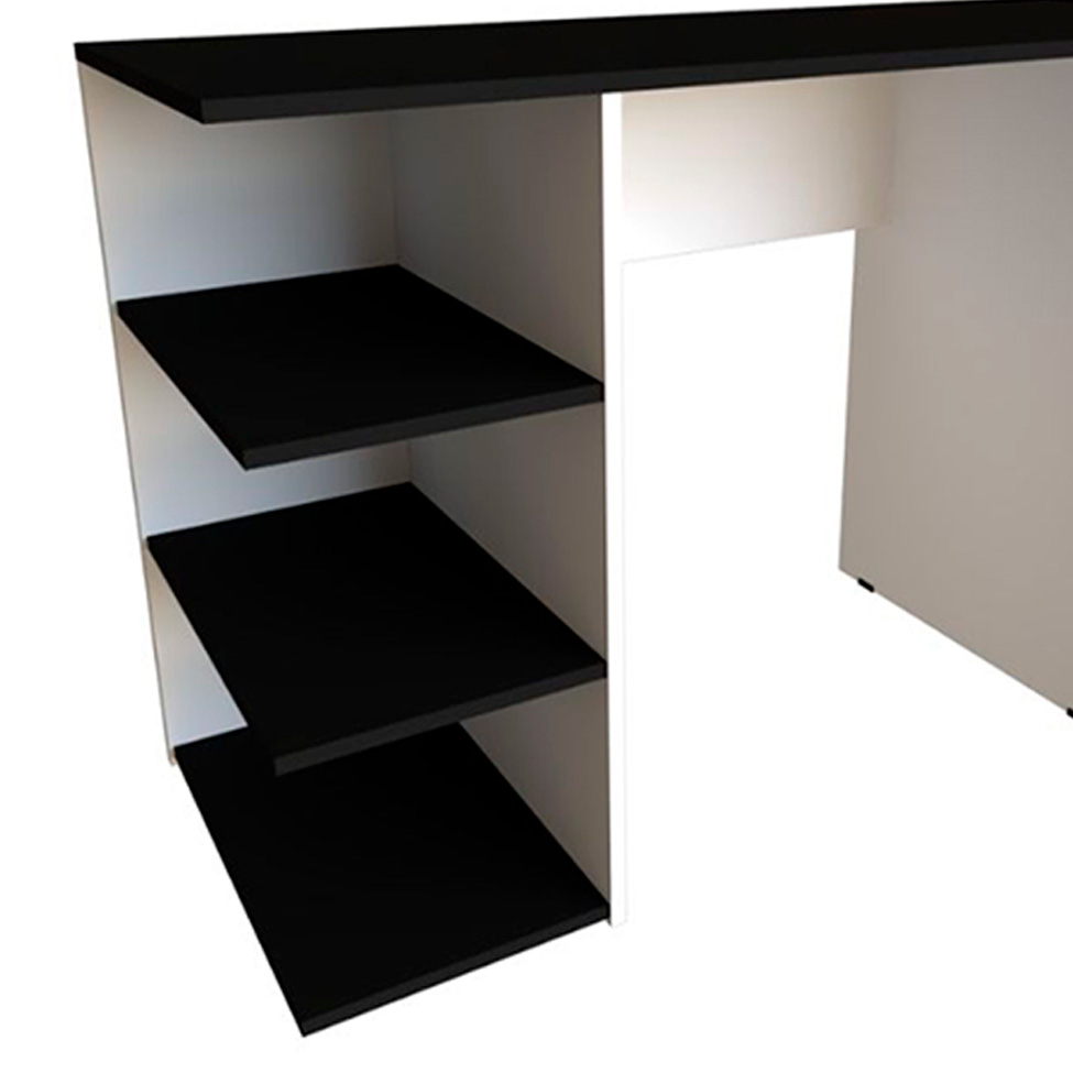 Conjunto de Mesa Gamer com Nicho Ciati Branco e Preto