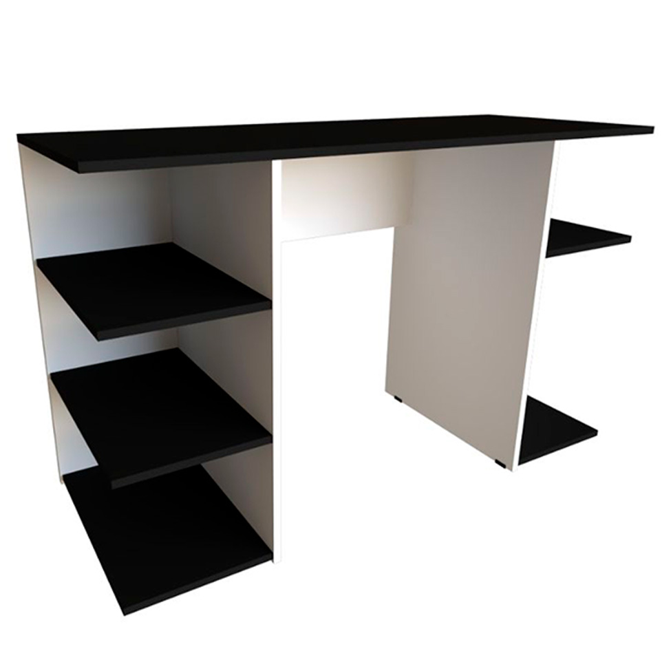 Conjunto de Mesa Gamer com Nicho Ciati Branco e Preto