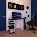 Conjunto de Mesa Gamer com Nicho Ciati Branco e Preto