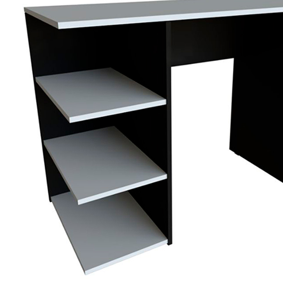 Conjunto de Mesa Gamer com Nicho Ciati Preto e Cinza Cristal