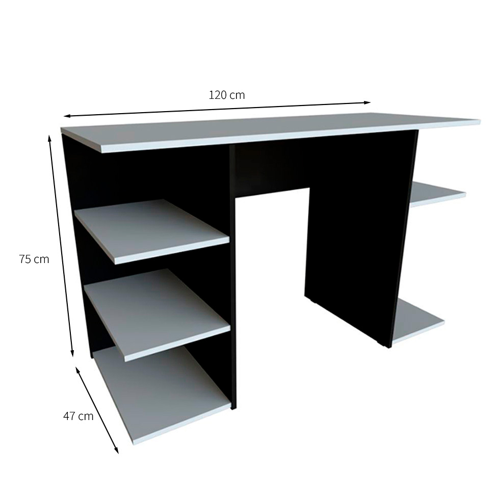 Conjunto de Mesa Gamer com Nicho Ciati Preto e Cinza Cristal