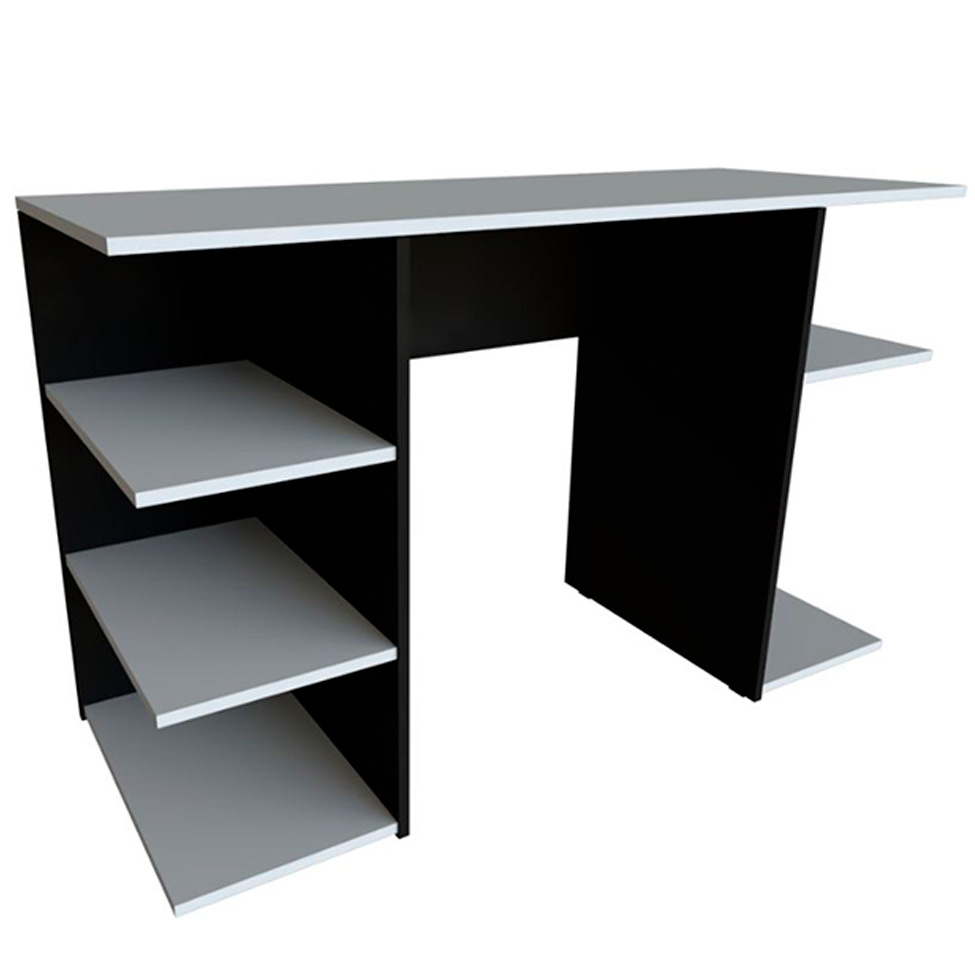 Conjunto de Mesa Gamer com Nicho Ciati Preto e Cinza Cristal