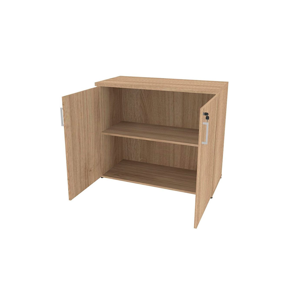 Conjunto de Mesa com Armário de Escritório, Armário Aéreo e 3 Prateleiras Corar Carvalho Mel