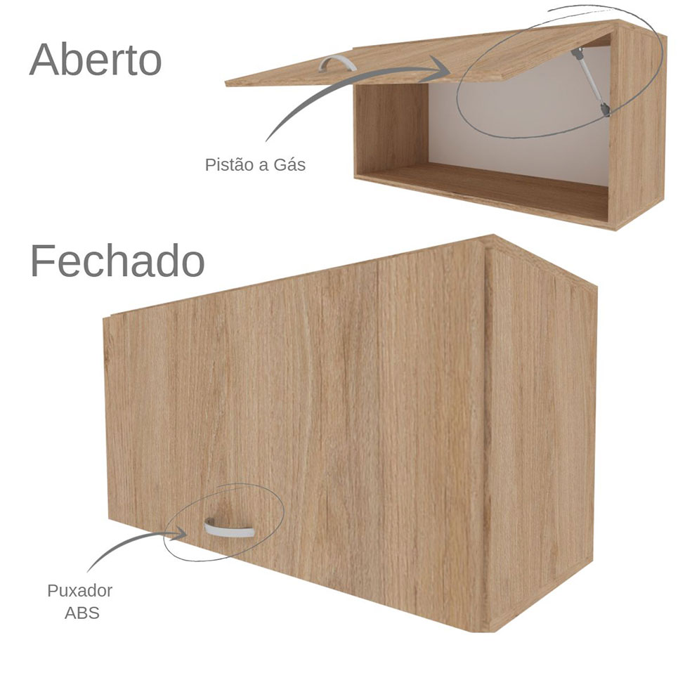 Conjunto de Mesa com Armário de Escritório, Armário Aéreo e 3 Prateleiras Corar Carvalho Mel