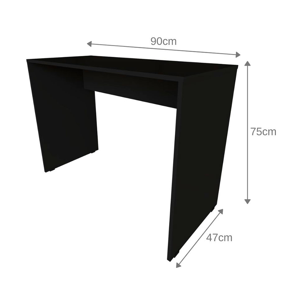 Conjunto de Mesa com Armário de Escritório, Armário Aéreo e 3 Prateleiras Corar Preto