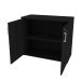 Conjunto de Mesa com Armário de Escritório, Armário Aéreo e 3 Prateleiras Corar Preto
