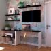 Conjunto de Mesa com Estante e 3 Prateleiras Siena Branco e Preto