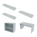 Conjunto de Mesa com Estante e 3 Prateleiras Siena Cinza Cristal