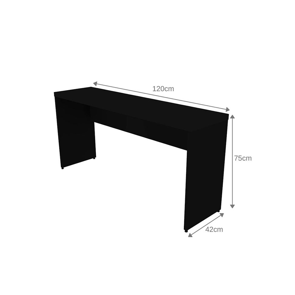 Conjunto de Mesa com Estante e Prateleira de Escritório Corp Preto