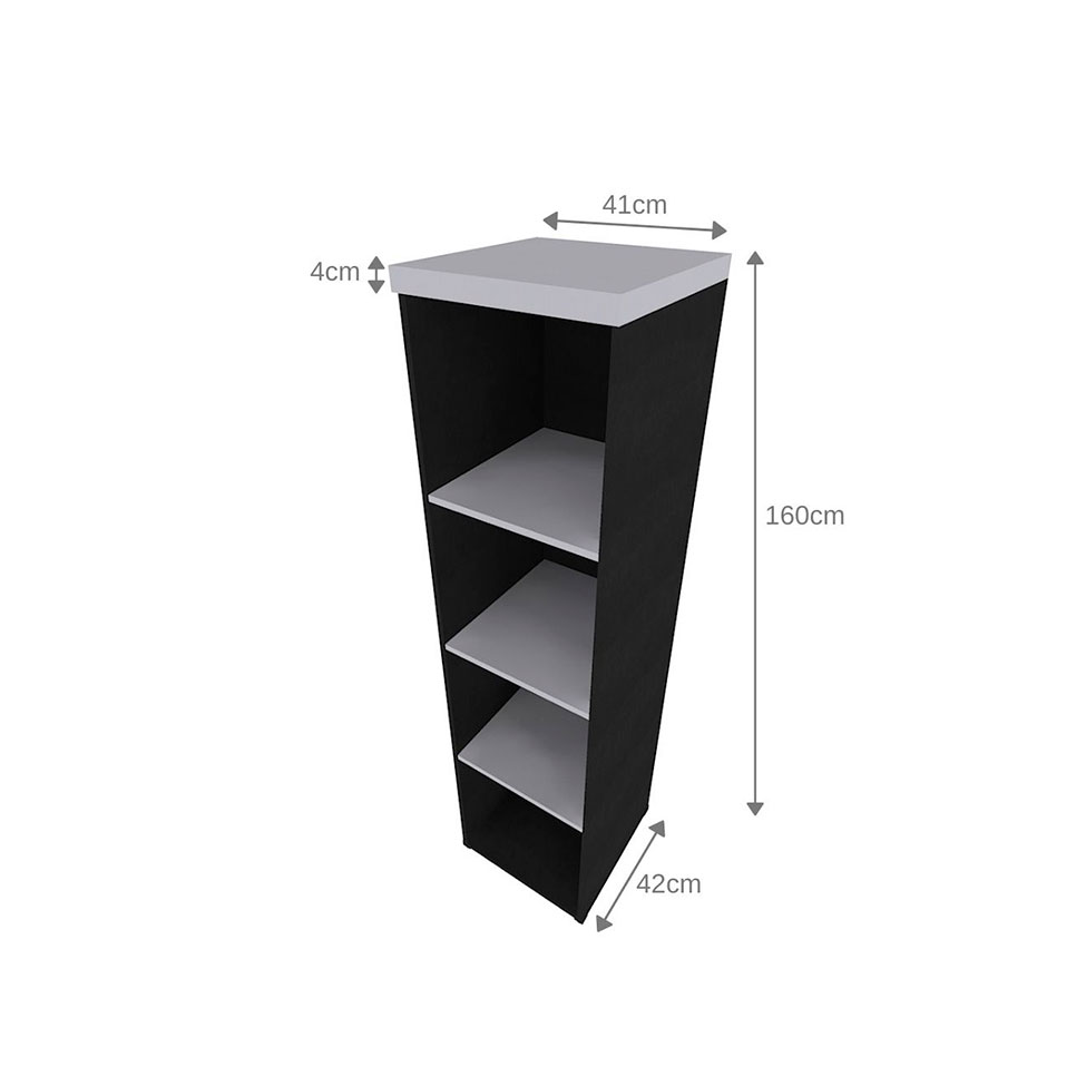 Conjunto de Mesa com Estante e Prateleira de Escritório Corp Preto e Cinza Cristal
