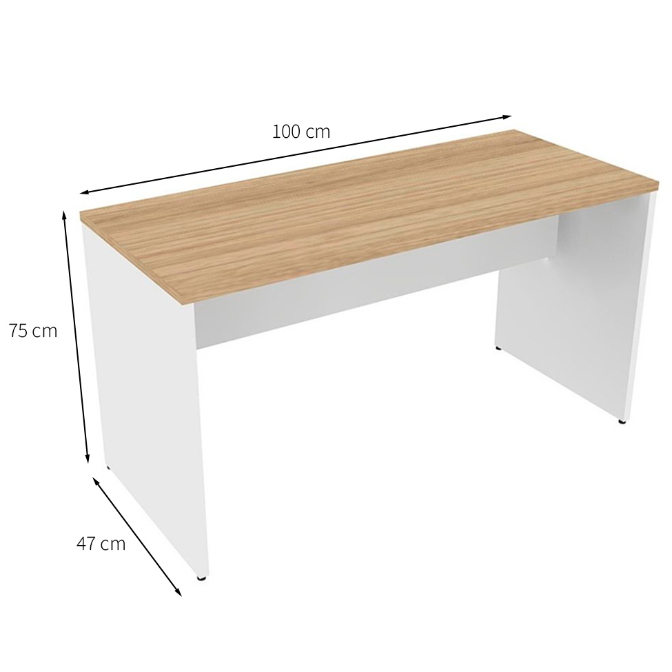 Conjunto de Mesa com Gaveteiro de Escritório Arvo Branco e Carvalho Mel