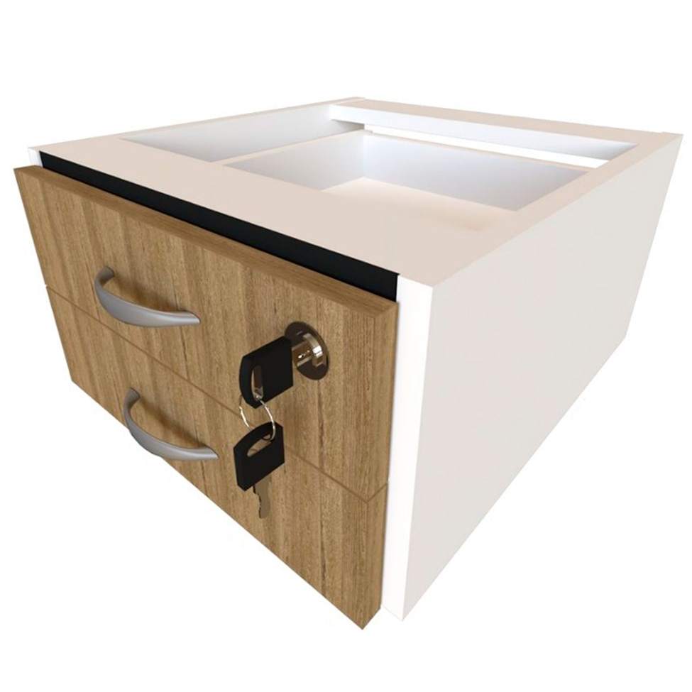 Conjunto de Mesa com Gaveteiro de Escritório Arvo Branco e Carvalho Mel