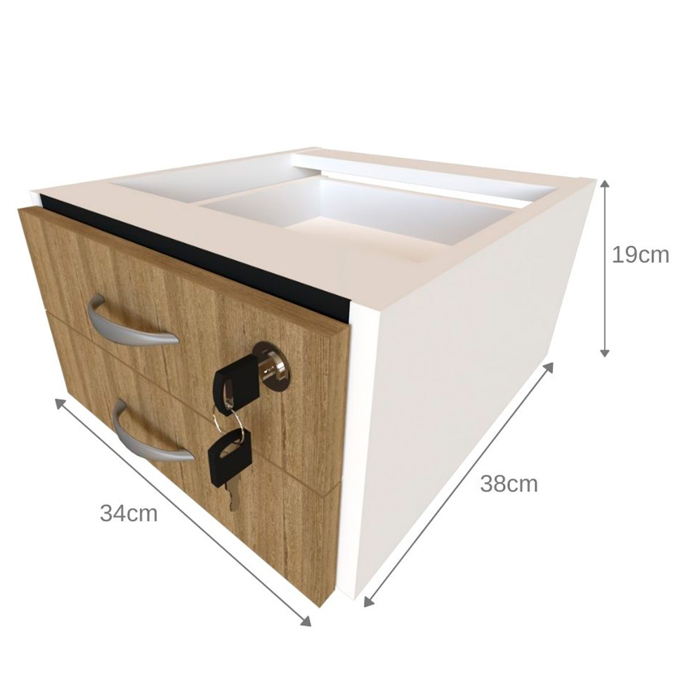 Conjunto de Mesa com Gaveteiro de Escritório Arvo Branco e Carvalho Mel