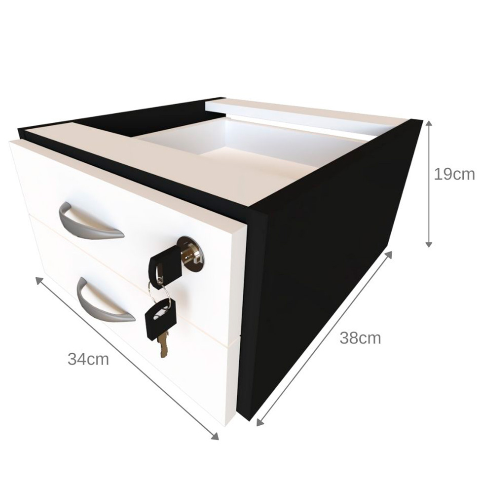Conjunto de Mesa com Gaveteiro de Escritório Arvo Preto e Branco