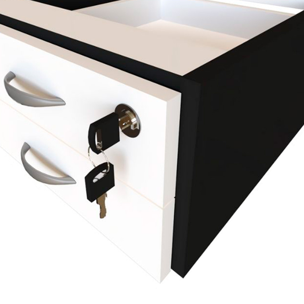 Conjunto de Mesa com Gaveteiro de Escritório Arvo Preto e Branco