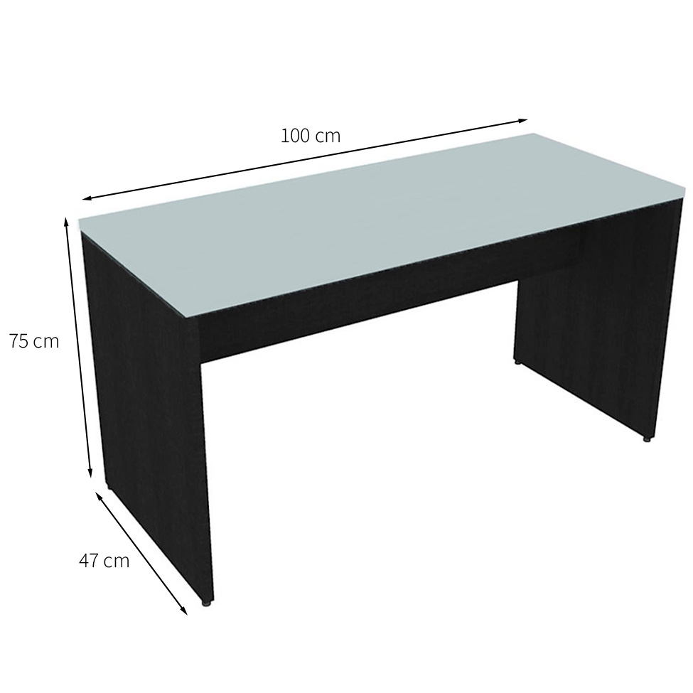 Conjunto de Mesa com Gaveteiro de Escritório Arvo Preto e Cinza Cristal
