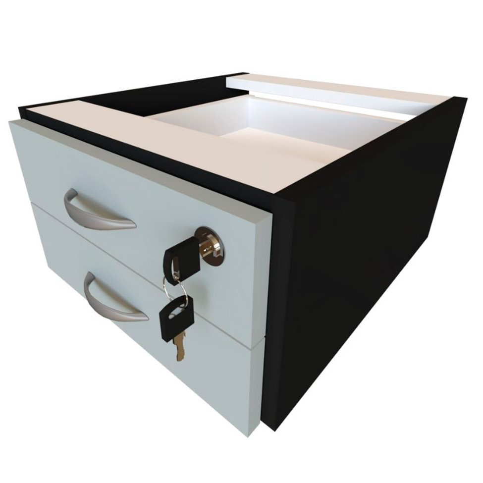 Conjunto de Mesa com Gaveteiro de Escritório Arvo Preto e Cinza Cristal