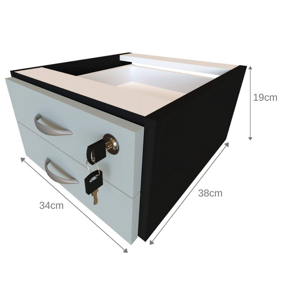 Conjunto de Mesa com Gaveteiro de Escritório Arvo Preto e Cinza Cristal