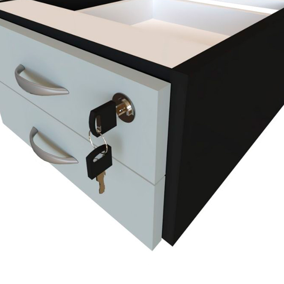 Conjunto de Mesa com Gaveteiro de Escritório Arvo Preto e Cinza Cristal