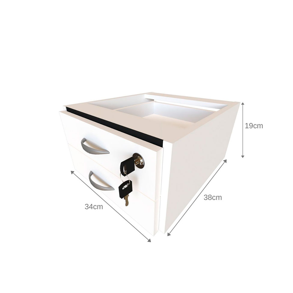 Conjunto de Mesa com Gaveteiro e Prateleira de Escritório Helen Branco