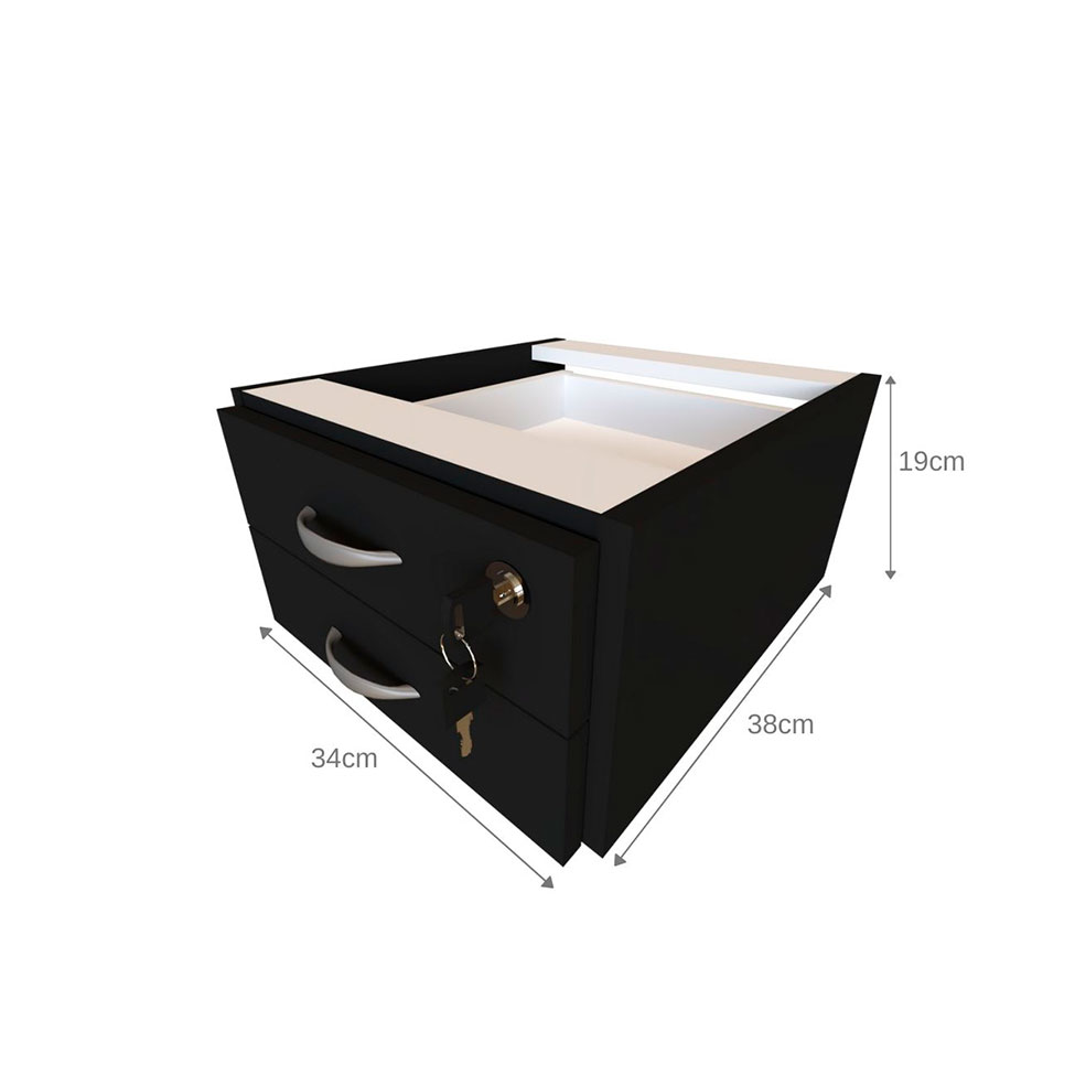 Conjunto de Mesa com Gaveteiro e Prateleira de Escritório Helen Preto
