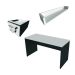 Conjunto de Mesa com Gaveteiro e Prateleira de Escritório Helen Preto e Cinza Cristal