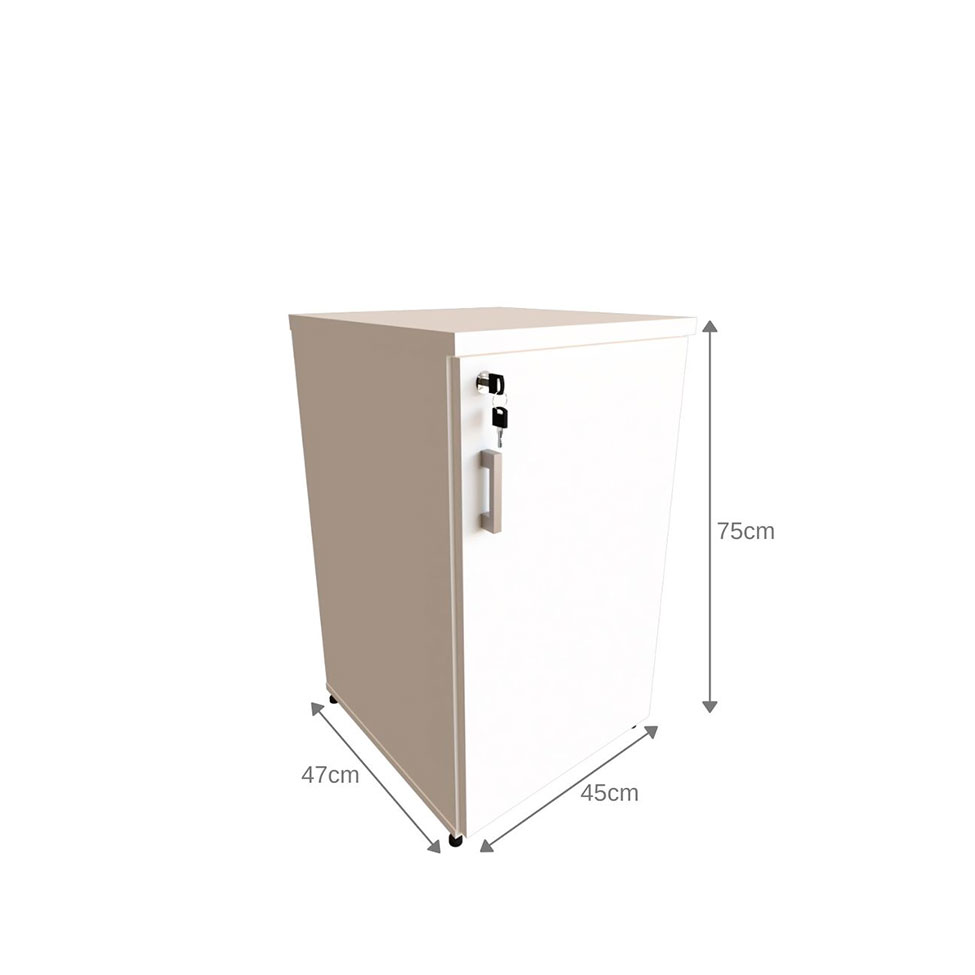 Conjunto de Mesa com Gaveteiro, Prateleira e Armário de Escritório Corp Branco