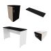 Conjunto de Mesa com Gaveteiro, Prateleira e Armário de Escritório Corp Branco e Preto