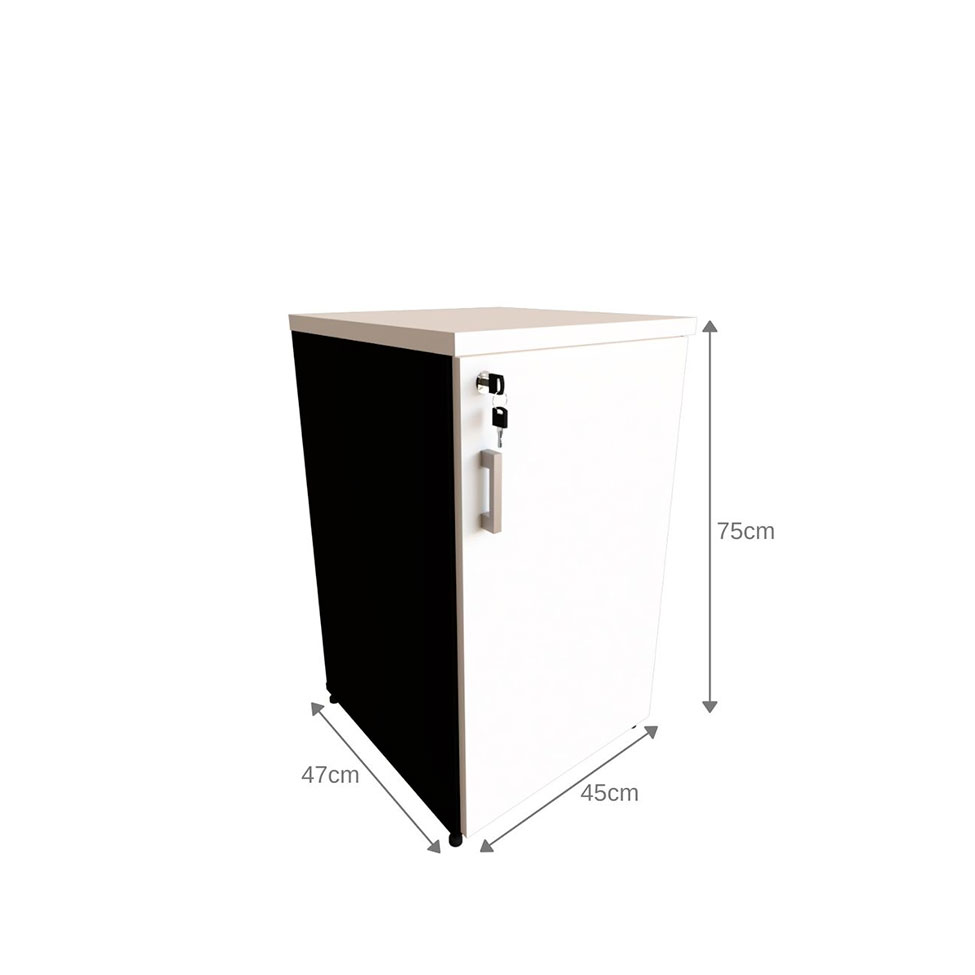 Conjunto de Mesa com Gaveteiro, Prateleira e Armário de Escritório Corp Preto e Branco