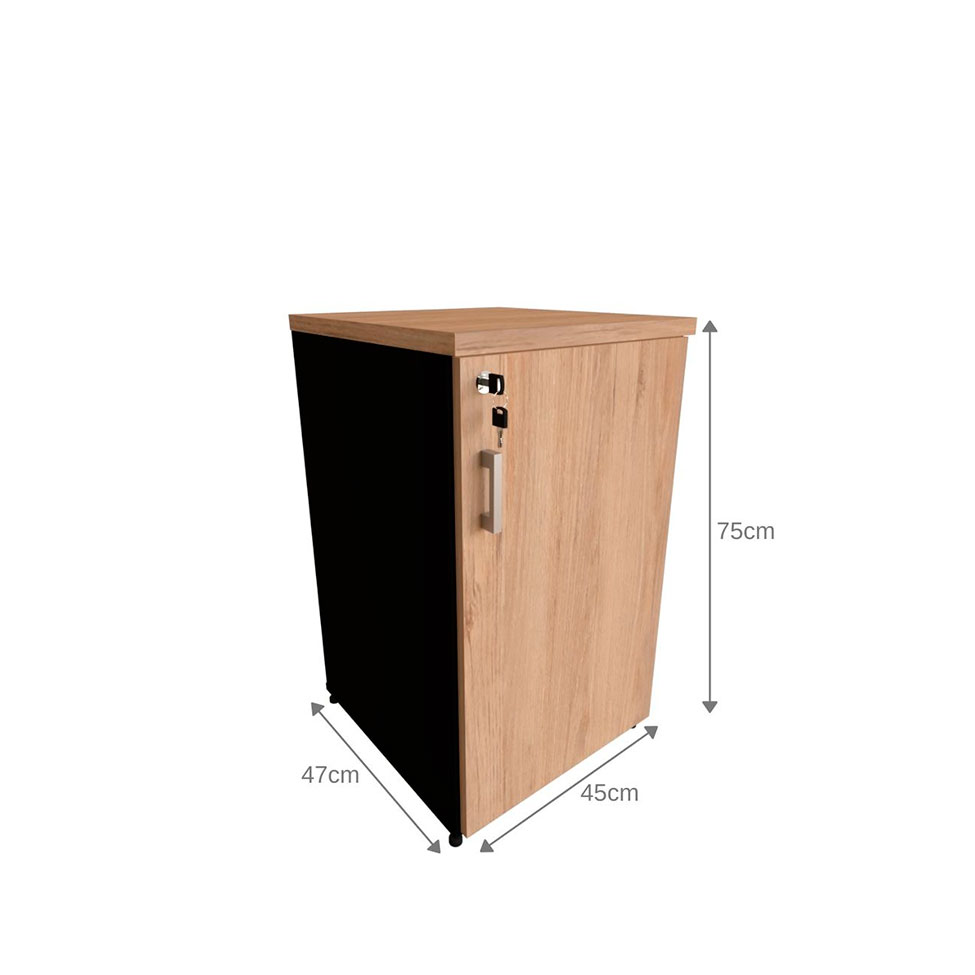 Conjunto de Mesa com Gaveteiro, Prateleira e Armário de Escritório Corp Preto e Carvalho Mel
