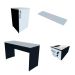 Conjunto de Mesa com Gaveteiro, Prateleira e Armário de Escritório Corp Preto e Cinza Cristal