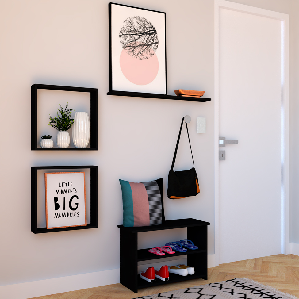 Conjunto de Nichos e Banco Pullen Preto