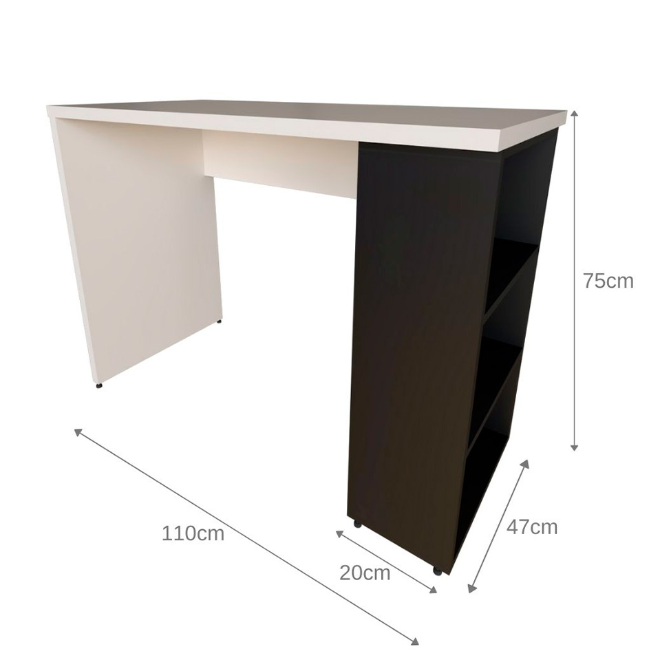 Escrivaninha Corp Branca e Preta 110 cm