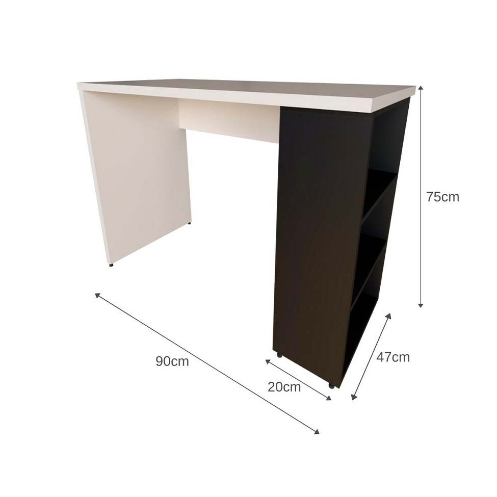 Escrivaninha Corp Branca e Preta 90 cm