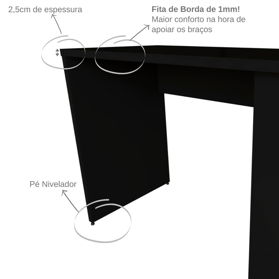 Escrivaninha Corp Preta 110 cm