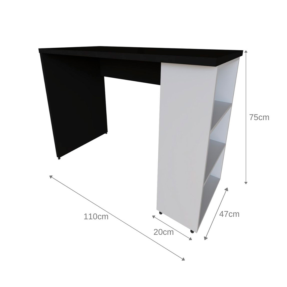 Escrivaninha Corp Preta e Cinza 110 cm