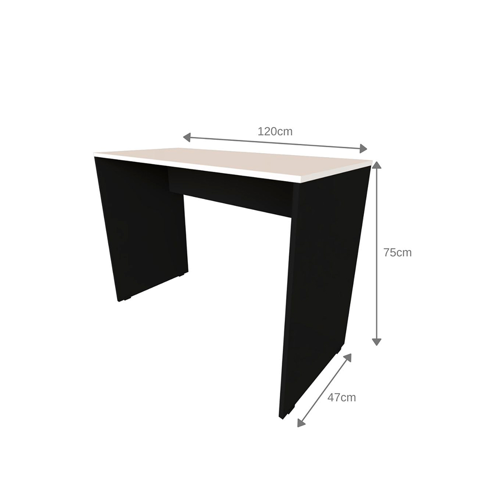 Escrivaninha Fini Branca e Preta 120 cm